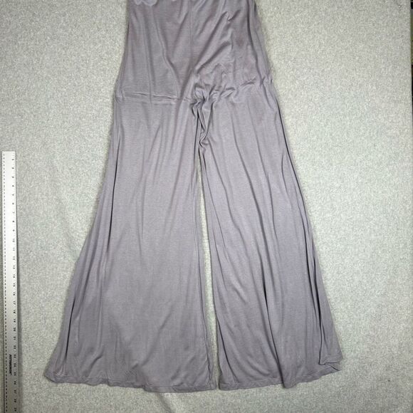 Raven + Lily Women's Size Medium Grey Wide Flare Leg One Piece Jumpsuit Faux Wra - Picture 3 of 11
